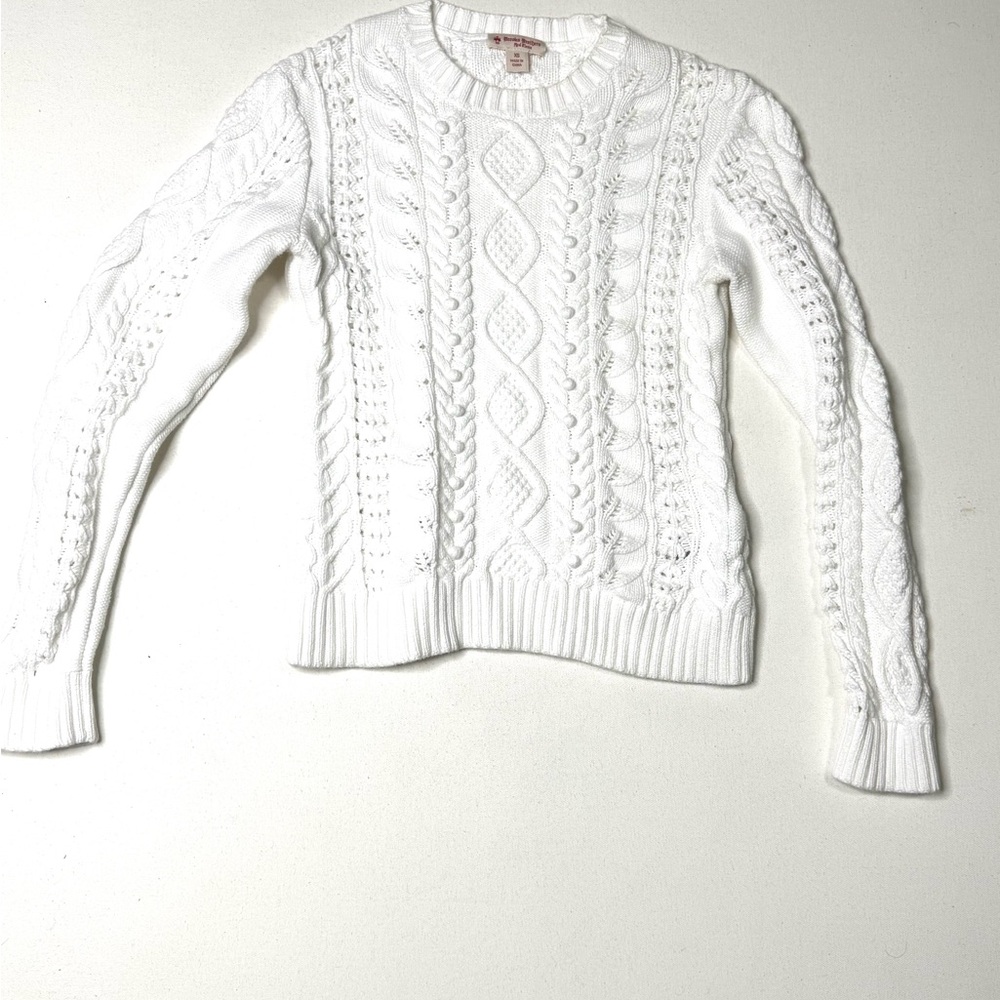 Brooks Brothers Red Fleece White Cable Knit Crewneck Sweater Size XS